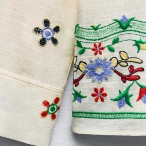 Zara Flower Patterns Casual Style Linen Blend Long Sleeves - Size Large - Picture 4 of 6